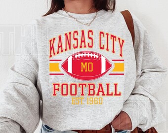 Kansas City Football Vintage Sweatshirt T-Shirt, Kansas City Football Crewneck, Football Sweatshirt, Kansas City Fan Gifts FRY8