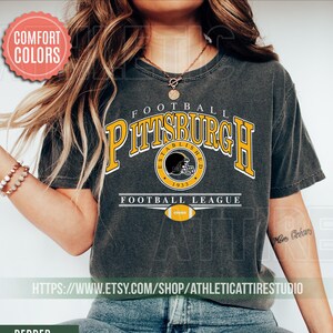 Pittsburgh Football Comfort Colors T-Shirt, Vintage Unisex Pittsburgh Shirt, Retro Steelers Football Tee, Vintage Pittsburgh T-Shirt FWR3