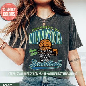 Minnesota Basketball Comfort Colors Vintage Style T-Shirt, Minnesota Timberwolve T-Shirt, Timberwolves Tee, Vintage Minnesota Fan Gift BFC19