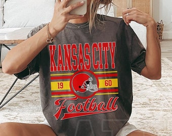 Kansas City Football Comfort Colors Vintage Style T-Shirt, Kansas City Football Crewneck, Football T-Shirt, Kansas City Fan Gifts FRE8