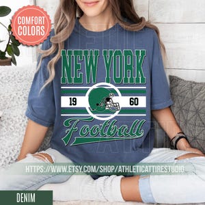 New York Football Retro 80s Vintage Style Comfort Colors Crewneck T-Shirt, New York Football Tshirt, Jets Sunday Football Fan Gifts FRE28 image 5