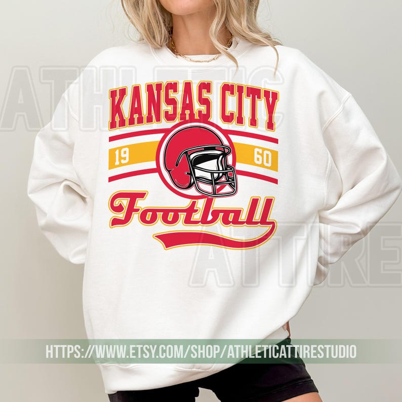 Kansas City Football Vintage Sweatshirt T-Shirt, Kansas City Football Crewneck, Kansas City Football Sweatshirt, Kansas City Fan Gifts FBN8 image 3