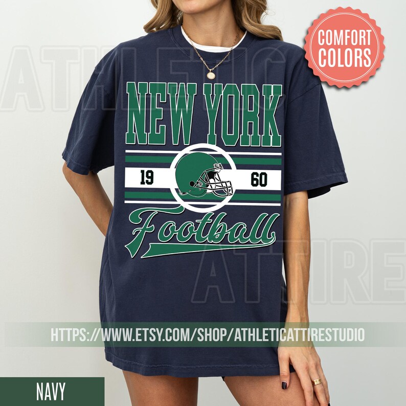 New York Football Retro 80s Vintage Style Comfort Colors Crewneck T-Shirt, New York Football Tshirt, Jets Sunday Football Fan Gifts FRE28 image 6
