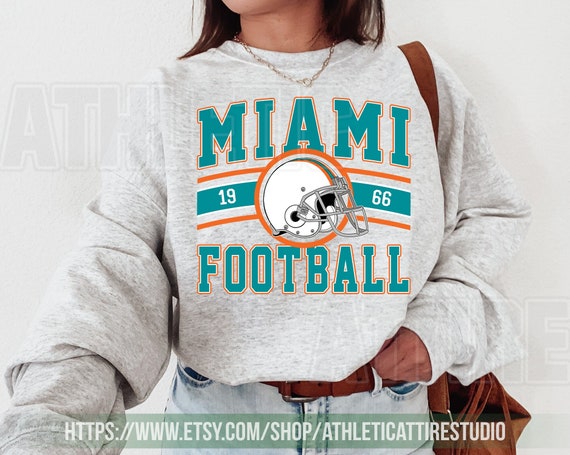 Miami Football Vintage Sweatshirt T shirt Retro Miami Football Crewneck Miami Dolphin Football Tshirt dolphin Football Gift FLC20 Etsy