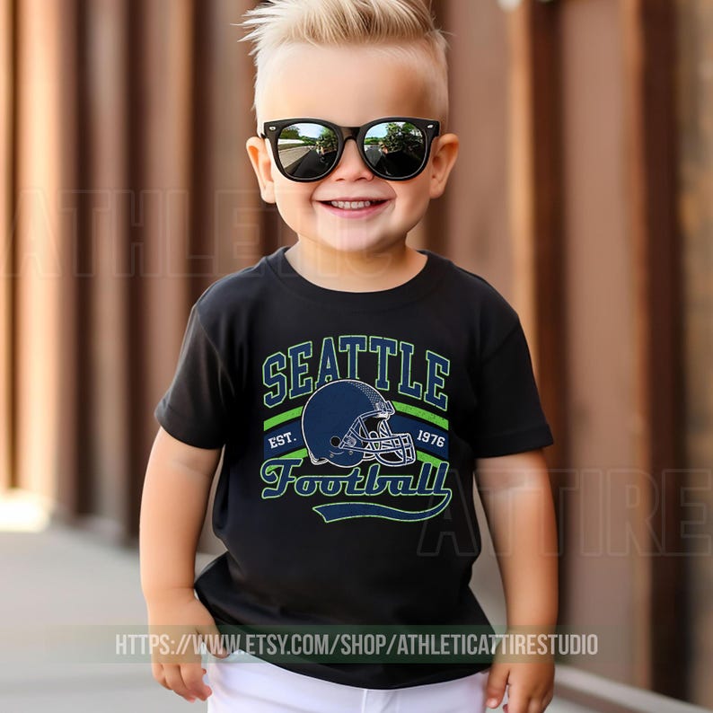 Seattle Football Vintage Toddler T-Shirt,Seattle Seahawk Football Kids Toddler, Seahawk Fan Gift, Retro Seattle Football FDS7 afbeelding 2