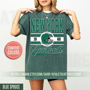 New York Football Retro 80s Vintage Style Comfort Colors Crewneck T-Shirt, New York Football Tshirt, Jets Sunday Football Fan Gifts FRE28 image 7