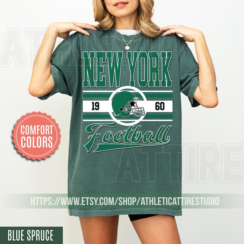 New York Football Retro 80s Vintage Style Comfort Colors Crewneck T-Shirt, New York Football Tshirt, Jets Sunday Football Fan Gifts FRE28 image 7