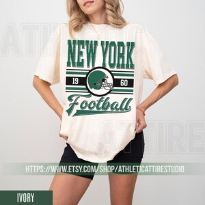 New York Football Retro 80s Vintage Style Comfort Colors Crewneck T-Shirt, New York Football Tshirt, Jets Sunday Football Fan Gifts FRE28 image 3