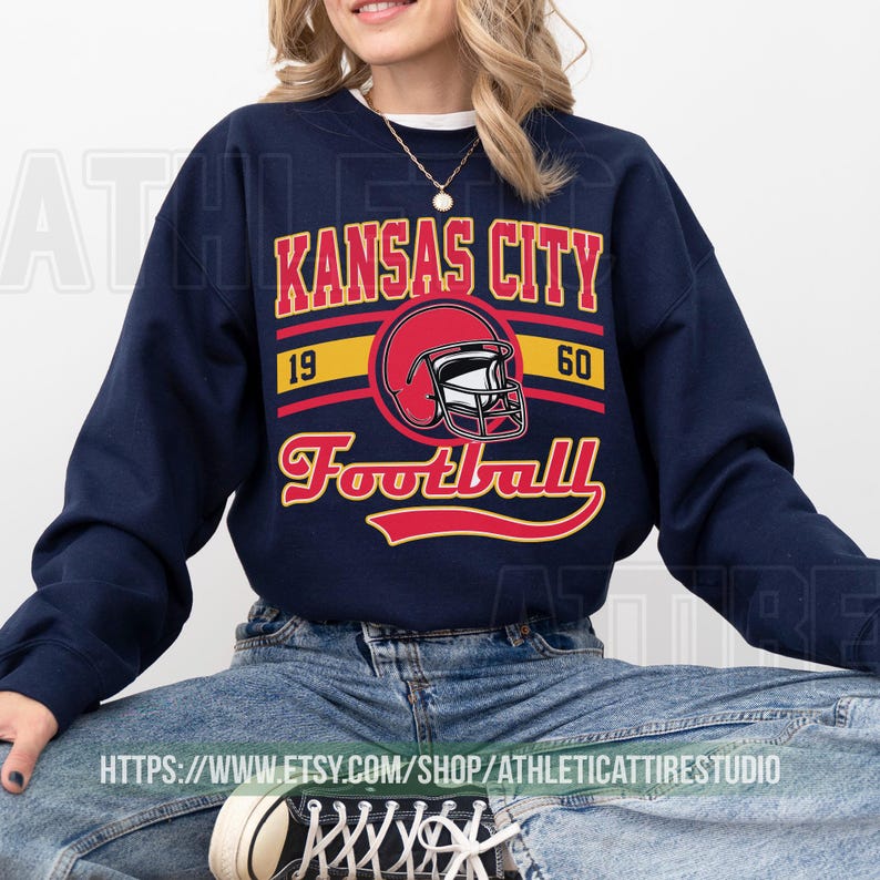 Kansas City Football Vintage Sweatshirt T-Shirt, Kansas City Football Crewneck, Kansas City Football Sweatshirt, Kansas City Fan Gifts FBN8 image 4