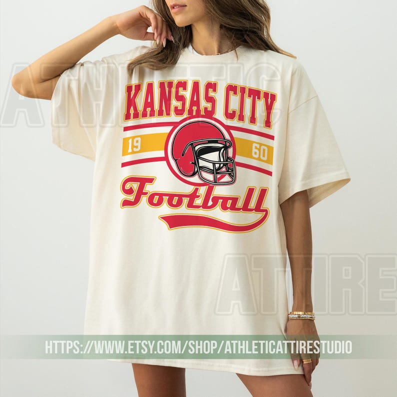 Kansas City Football Vintage Sweatshirt T-Shirt, Kansas City Football Crewneck, Kansas City Football Sweatshirt, Kansas City Fan Gifts FBN8 image 7