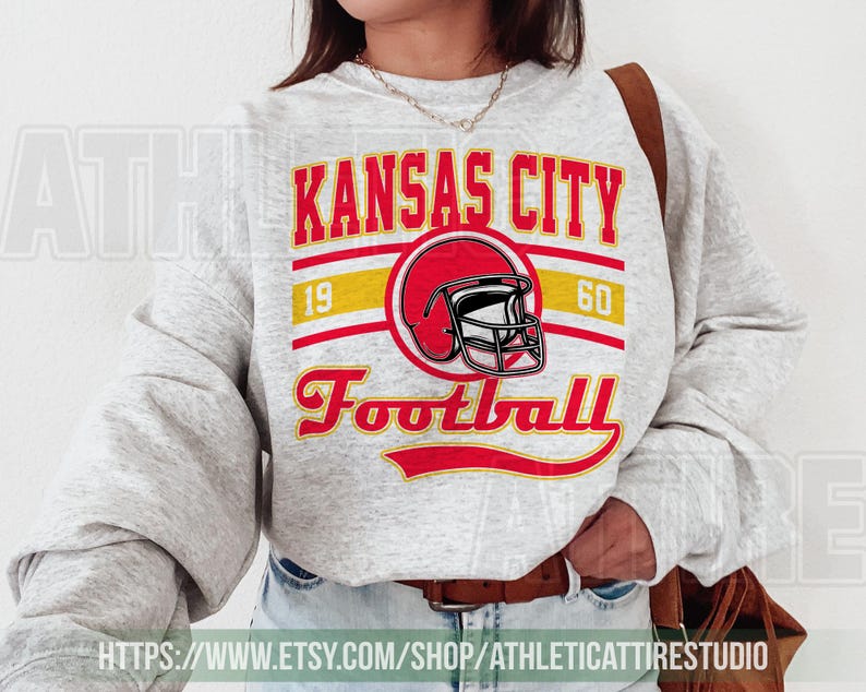 Kansas City Football Vintage Sweatshirt T-Shirt, Kansas City Football Crewneck, Kansas City Football Sweatshirt, Kansas City Fan Gifts FBN8 image 5