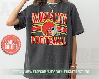 Kansas City Football Comfort Colors Vintage Style T-Shirt, Kansas City Football Crewneck, Football T-Shirt, Kansas City Fan Gifts FLC8