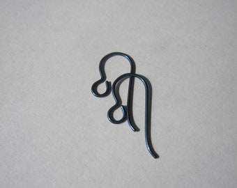 Niobium Dark Blue Color Earwires with regular loop, Hypoallergenic, US made - 2 (1 pr)