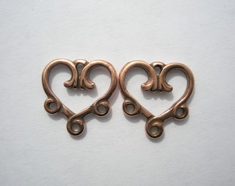 TierraCast Vine Heart Links, Antiqued Copper Plate - 13.2x13.1mm - 2 (1pr)