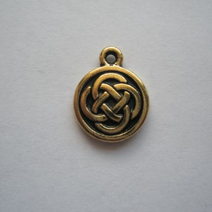 TierraCast Celtic Round Charm/Drop, Antiqued 22K Gold Plate 11.75x15mm 1 image 2