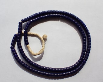 Antique Venetian tube shape opaque Cobalt Glass Trade Beads- 5.5mm - 1 Strand