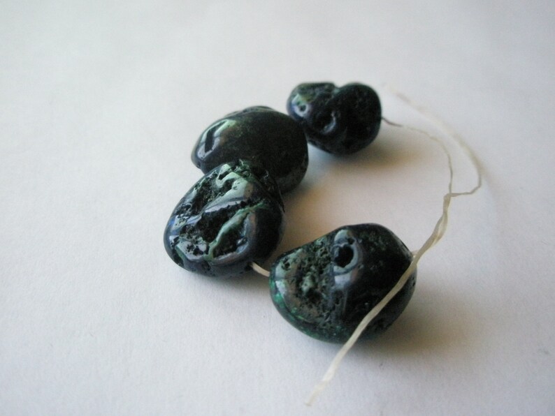 16-17x15-17x11-12mm 4 Natural AzuriteMalachite med-lg Nugget Beads