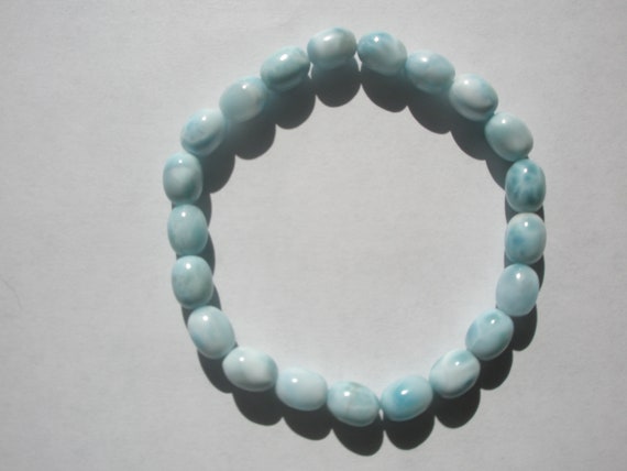 Natural AA Larimar Gemstone Oval Beads/bracelet 9x7mm   Etsy