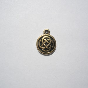 TierraCast Celtic Round Charm/Drop, Antiqued 22K Gold Plate 11.75x15mm 1 image 1