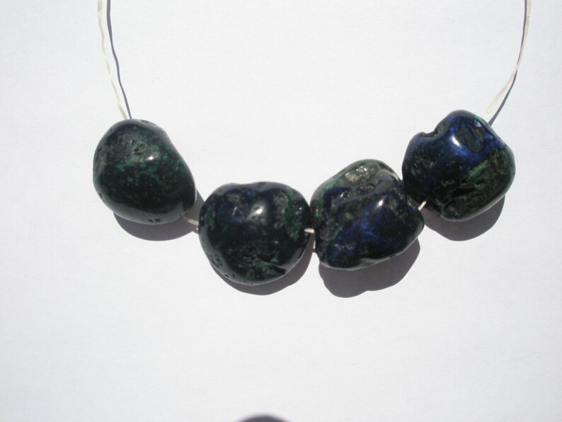 16-17x15-17x11-12mm 4 Natural AzuriteMalachite med-lg Nugget Beads
