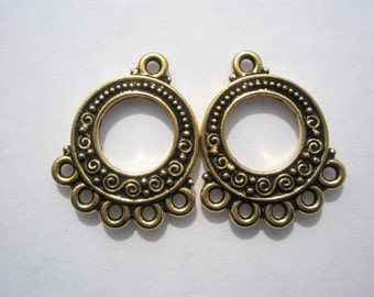 TierraCast Spirals and Beads Links, Antiqued 22K Gold Plate - 22.5x18.2mm - 2