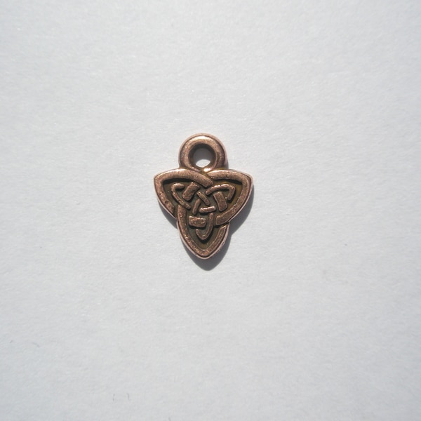 TierraCast Small Celtic Triad Charm/Drop, Antiqued Copper Plate - 8x10.25mm- 1