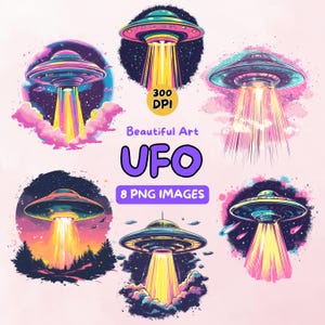 UFO Art Design Digital Download, ufo PNG, Alien Clip Art, 300 DPI Alein Art, Commercial Use ufo Illustrations, Digital Design, Clip Art