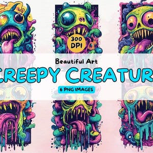 Creapy Creature Art Design digitale download, monster png-afbeelding, png-formaat, 300 dpi, monsterillustraties commercieel gebruik, digitaal ontwerp