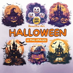 Beautiful Halloween Art Design Digital Download - Halloween PNG - 300 DPI - Commercial Use Illustrations - Digital Design - Clip Art