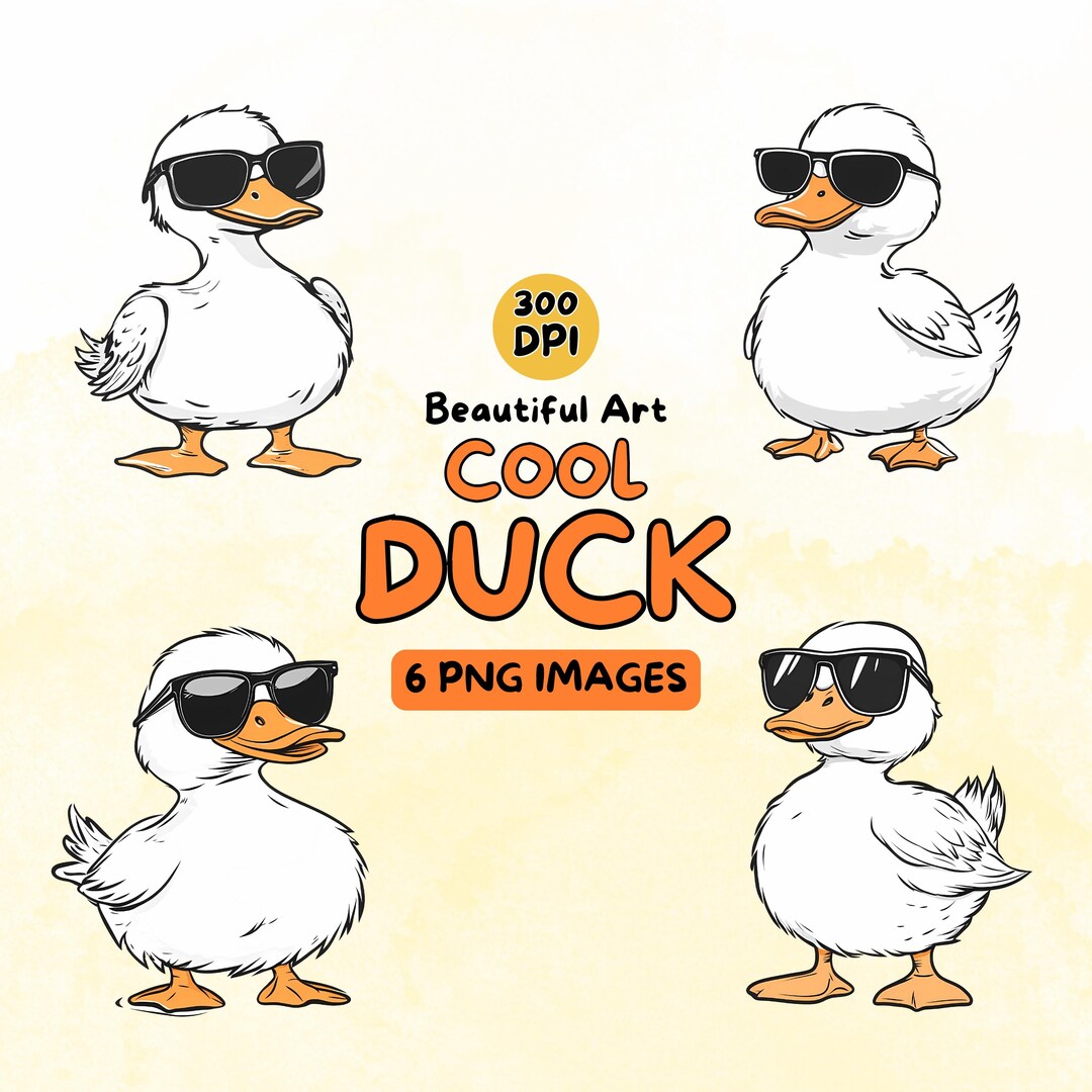 Cute Duck Wearing Sunglasses Clipart, Cartoon Duck, Cool Animal PNG ...
