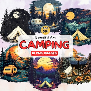 Camping Art Design Digital Download, Camping PNG, Camping Clip Art, 300 DPI, Commercial Use Illustrations, Camping Sticker, Camping Clip Art
