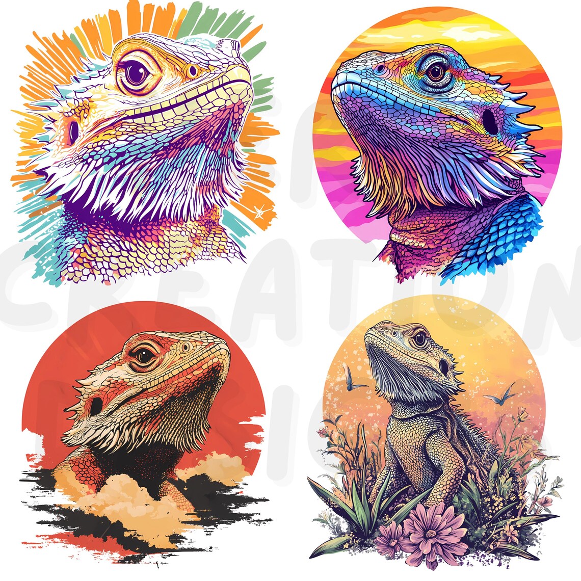 Beautiful Bearded Dragon Art Design Digital Download - Bearded Dragon ...