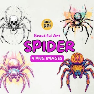 Prachtige Spider Art Design digitale download - Spider PNG - 300 DPI - fantasie commercieel gebruik illustraties - digitaal ontwerp - illustraties