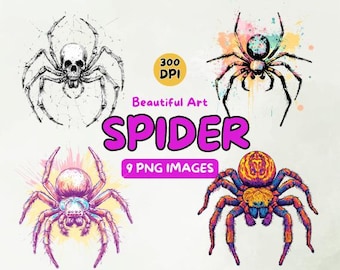 Download digital de design de arte de aranha, aranha PNG, clipart de aranha, 300 DPI, ilustrações para uso comercial - design digital, clipart