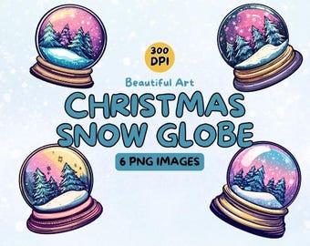 Christmas Snow Globe Art Design Digital Download, Christmas PNG, Xmas Decor, 300 DPI, Commercial Use Illustrations, Christmas Clip Art