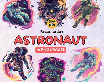 Astronaut Art Design Digital Download, Astronaut PNG, 300 DPI, Commercial Use Illustrations, Digital Design, Clip Art, Fantasy Art