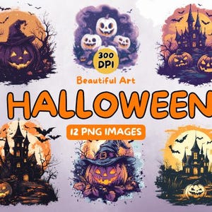 Bellissimo design artistico di Halloween da scaricare in formato digitale - Halloween PNG - 300 DPI - Illustrazioni per uso commerciale - Design digitale - Clip Art