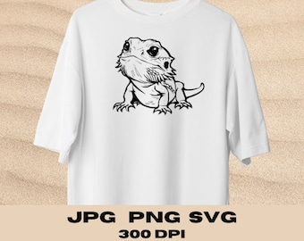 Op de afbeelding: Een wit T-shirt met een zwart-witte lijntekening van een baardagame.
