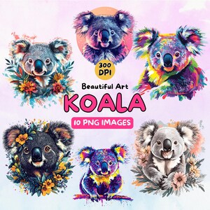 Prachtige koala Art Design digitale download, koala PNG, 300 DPI, illustraties voor commercieel gebruik, digitaal ontwerp, koala-illustraties, dierenkunst