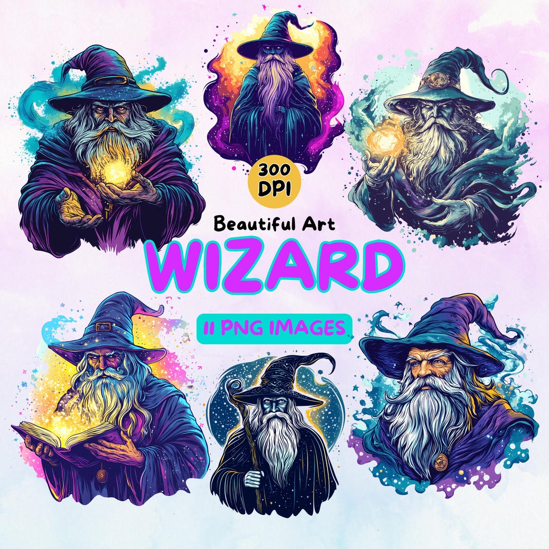 Beautiful Wizard Art Design Digital Download, Wizard PNG, 300 DPI ...
