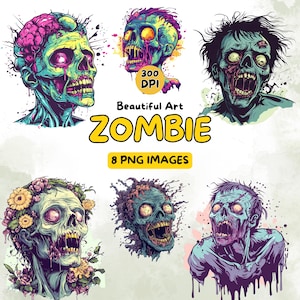 Digitale download Zombie Art Design - Zombie PNG - 300 DPI - Monsterillustraties commercieel gebruik - Digitaal ontwerp - Horror-illustraties