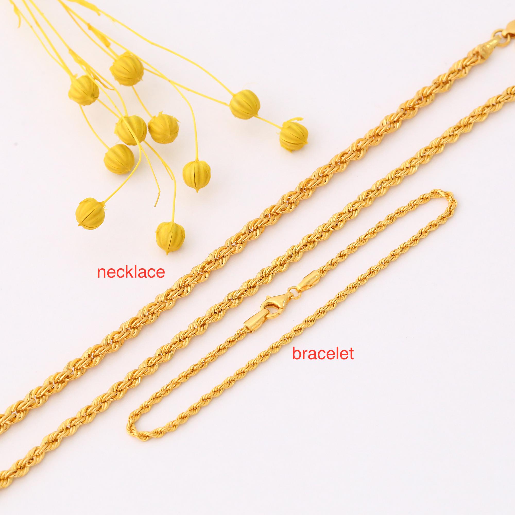 14k Solid Gold Rope Chain Necklace, 2.20 Mm Rope Chain Necklace, Rope ...