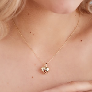 14k Gold 3D Heart Necklace,14k heart necklace,Puffy Heart necklace,Gift for mom,Gift for her,heart pendant,love necklace,Gift for christmas