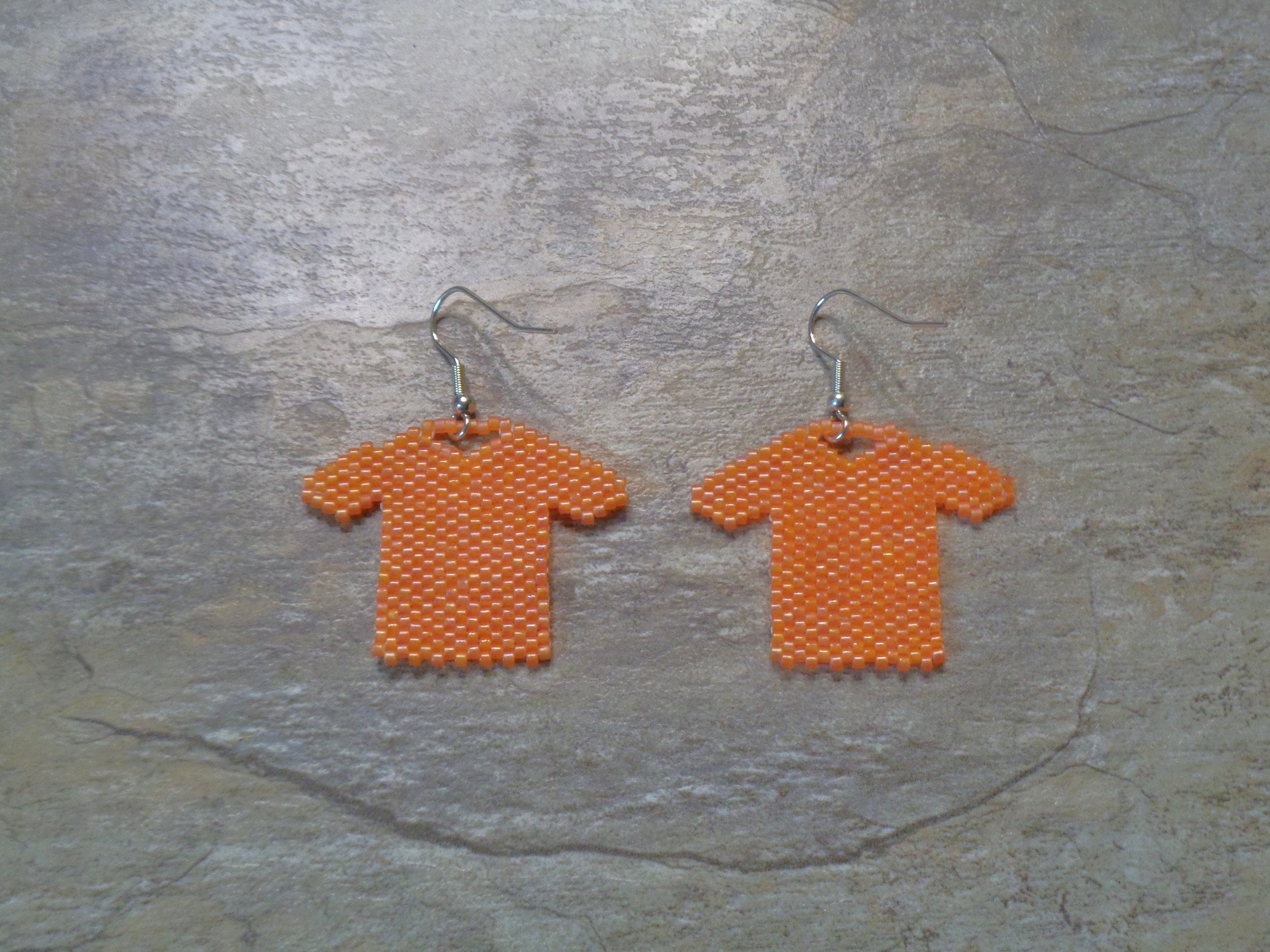 Orange Shirt Earrings Hand Made Seed Beaded Bead Work Etsy