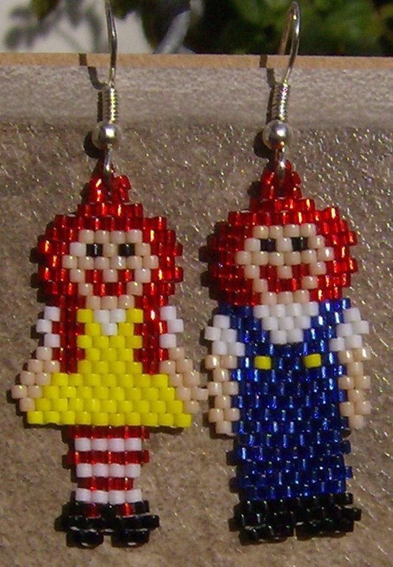 Rag Doll Earrings Hand Made Seed Beaded Etsy