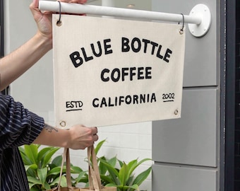 Custom hand embroidered canvas sign ,Personalized logo sign for business , Custom Business Coffee shop Restaurant Office Decor