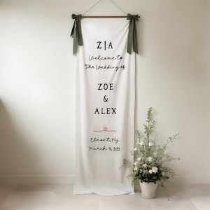 Personalized hand embroidered wedding welcome sign, Custom fabric sign,Custom linen wedding sign,ceremony Boho Wedding Welcome Sign