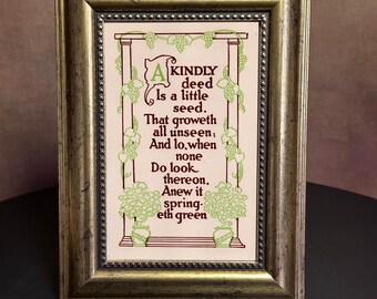 Original 1913 Art Nouveau Print - Positive Quotation - Framed  5x7"