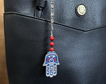 Handbag Charm: Hamsa, Eye of Protection OOAK Handcrafted