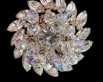 Verified JULIANA Book Piece AB Rhinestone Brooch - Cha Cha Wreath 2.5"